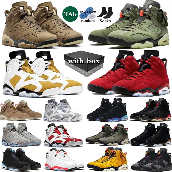 

With box 6 Basketball Shoes men 6s Brown Kelp aqua Cactus Jack Toro Bravo Black Metallic Silver Cool Grey Yellow Ochre Trainers Sport Outdoor Sneakers, Color 22