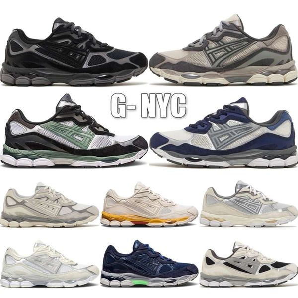

Top Gel NYC Marathon Running Shoes Designer Oatmeal Concrete Navy Steel Obsidian Grey Cream White Black Outdoor Trail Sneakers Size 36-45, 05 navy steel