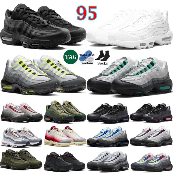 

Neon max 95 95s designers shoes women mens Tiple Black white Pink Beamn Stadum blue Green Redbred trainers Sports Sneakers Shoes, Color 18