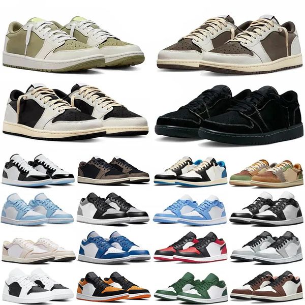 

1 Basketball Shoes Men Women Mens 1s Black Phantom Golf Olive Reverse Dark Mocha panda Wolf Grey unc Shadow Toe Trainers Sport Sneakers 36-47, Color 11