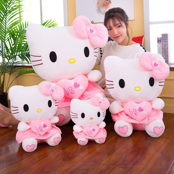 

25cm Fast Delivery Soft Pink Hello Kt Plush Doll Skirt Cat Sleeping Pillow For Girl Toys Cat Doll Cute Plush Toy