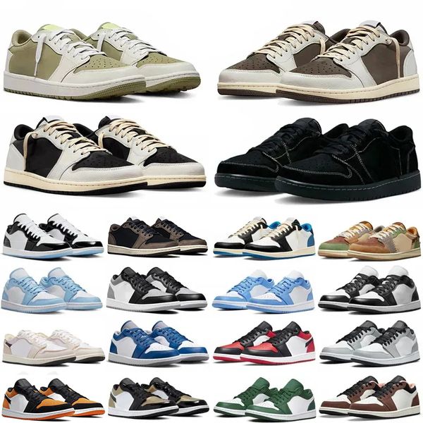 

1 Basketball Shoes Men Women Mens 1s Black Phantom Golf Olive Reverse Dark Mocha panda Wolf Grey Shadow Toe Trainers Sport Sneakers, Color 19