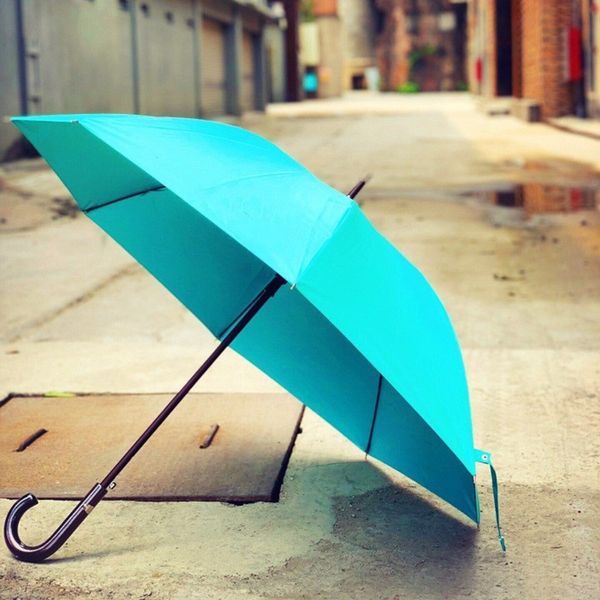 

Blue Long-Handle Umbrella: Automatic, Windproof, Sun/Snow Protection, Black Rubber, Sky blue
