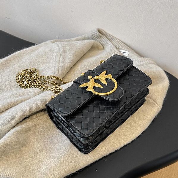 

Factory wholesale ladies shoulder bag 3 colors daily Joker solid color thickened leather chain bag classic woven handbag this year popular gold buckle handbag 3189#, White