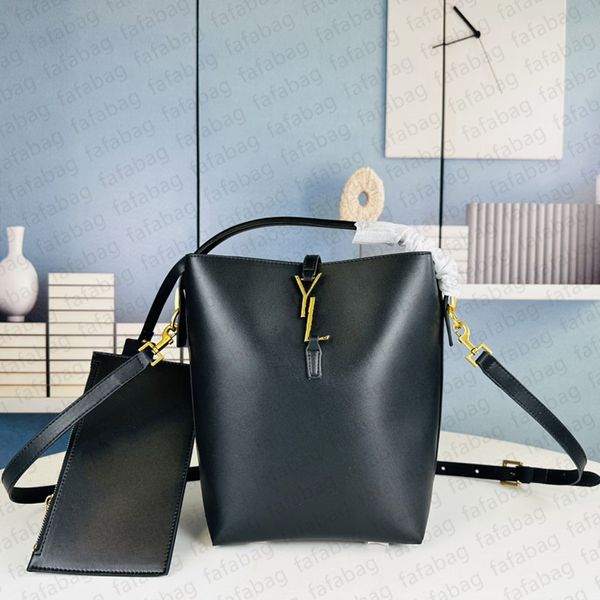 

top quality Luxurys Handbags Designer Bag Shiny Leather bucket bag Women Fashion Cross Body Shoulder Bags tote 2-in-1 mini Wallet Purse with Box, Black