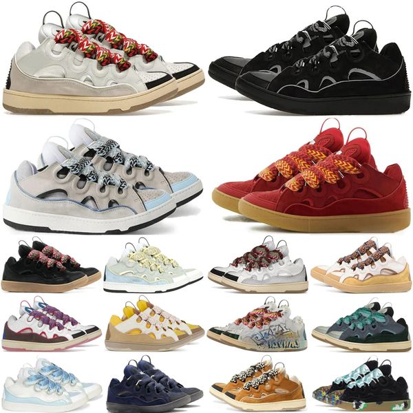 

Luxury Leather Curb Sneakers Designer Dress Shoes For Men Women Extraordinary Casual Sneaker Calfskin Rubber Nappa Platformsole shoes, Color 22