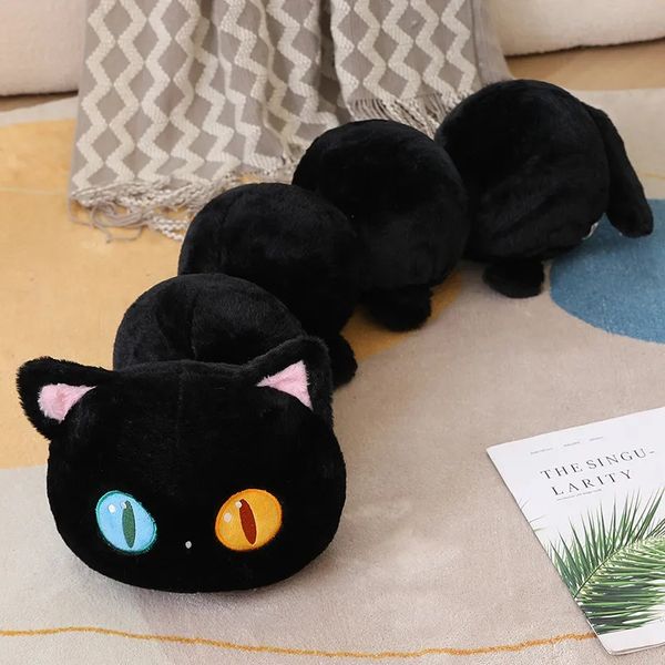 

Wholesale 2024 cute black cat caterpillar plush toy Throw pillow children's game Playmate Holiday gift doll machine prizes erpillar, As picture