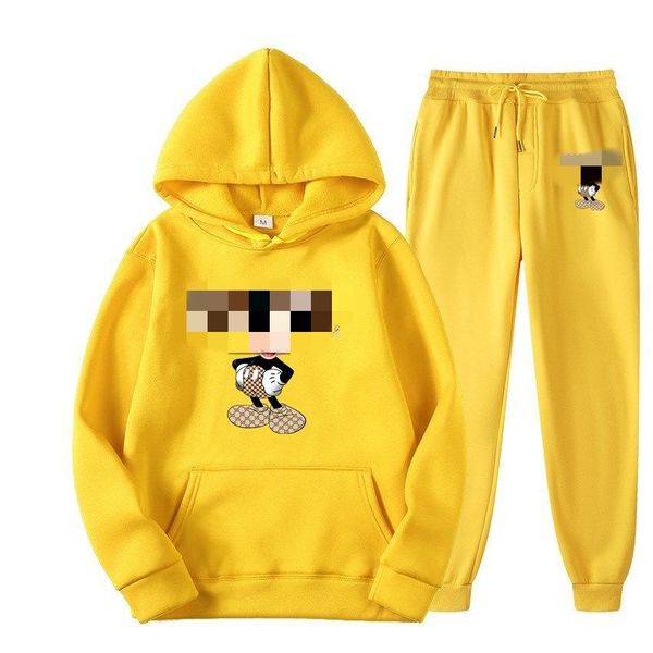 

Women's sports hoodie set designer autumn/winter hoodie set pure cotton plush sportswear fashion long sleeved hoodie pants couple set, Brown