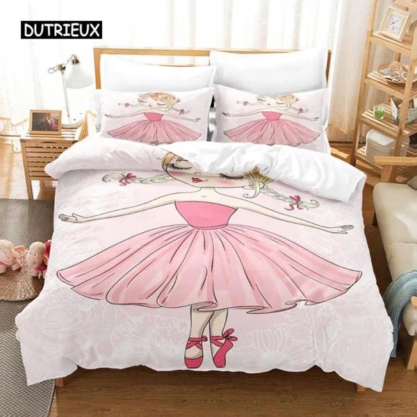 

Bedding Sets Cartoon Ballet Girl Pink Set Dancing Princess Duvet Cover  Size for Kids Girls Birthday Gifts Bedroom Decor, Multi-color