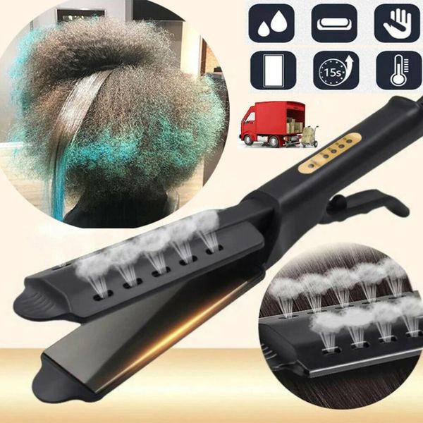 

Four-gear Temperature Adjustment Ceramic Tourmae Ionic Flat Iron Hair Straightener For Women Widen Panel 240306, Black