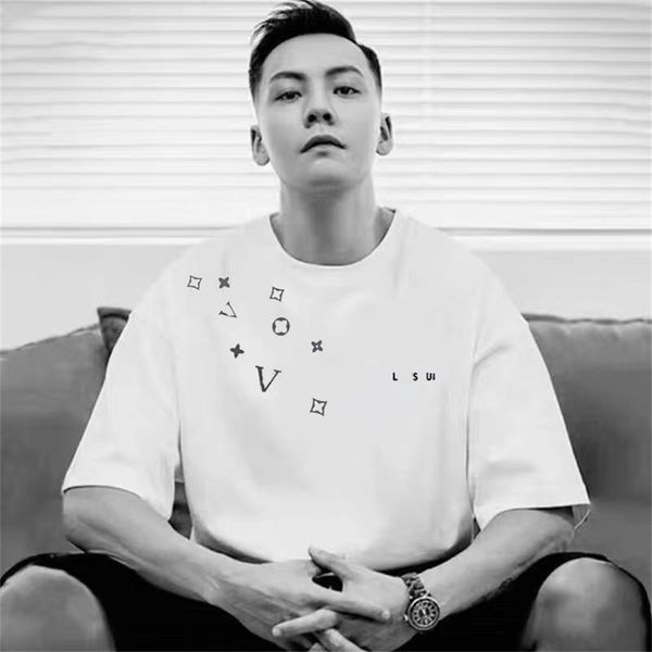 

white t shirts for men spring and summer fashion brand T-shirt co-branded classic round neck short sleeve comfortable breathable casual loose men's and women's T-shirts, #23