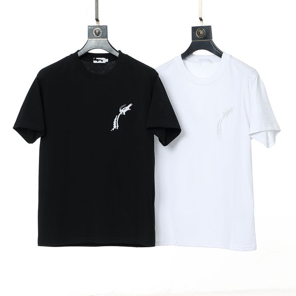 

Summer men's round neck pullover T-shirt with letter print top, pure cotton casual loose short sleeved T-shirt 1266, White