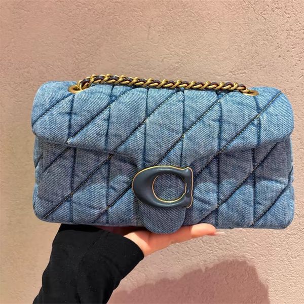 

Soft Tabby Shoulder Biue Denim Quilted 26 Small Size Beautiful Appearance Designer for Lady Shopping Working Zipper Crossbody Bag 2024 Xb153 C4, Blue