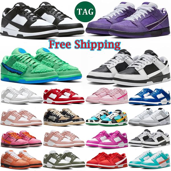 

Free Shipping Panda low Casual designer running Shoes men women University Red Green Bear Sanddrift triple pink Grey Fog Olive Sandrift UNC Lobster Purple sneakers, Color 1