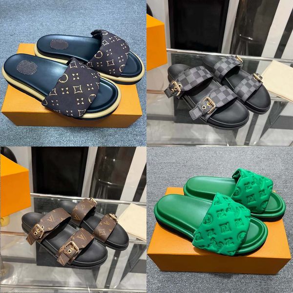 

Designer brand slippers Luxury slippers Women Sandals Pillow Pool Heels Cotton Fabric Straw Casual slippers Flat Comfort Mules Padded summer luxurious size 35-45, #4