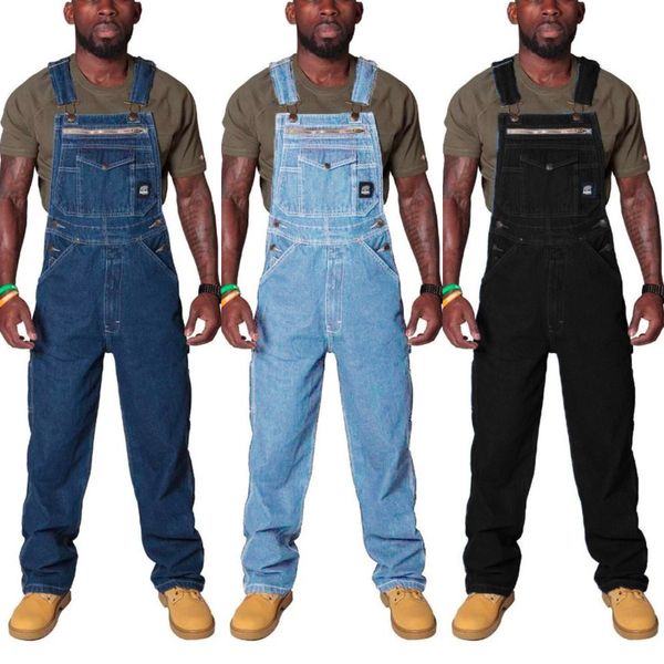 

Spring Designer Man Pants Blue Straight Zipper Jeans Light Washed Motorcycle Mens Straps Denim Jean Jumpsuit Overalls Black Plus Size Usa