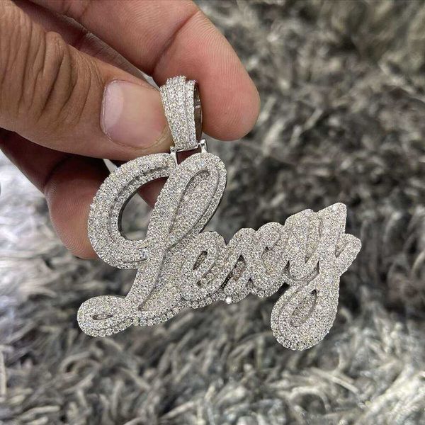 

New Arrival Design Hiphop Fine Jewelry Iced Out Sier Bling Zircon Custom 14K Plated Mossanite Name Pendant