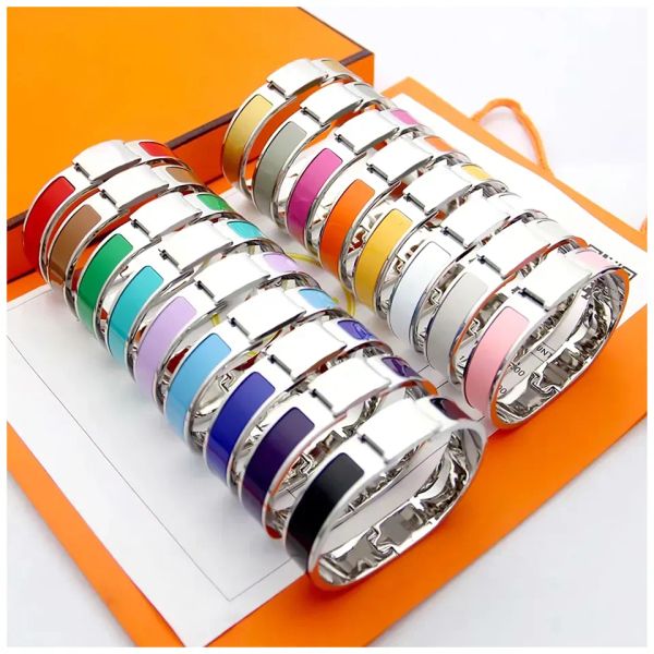 

Luxury Designer Jewelry Bracelets Clic Bracelet Stainless Steel Silver Gold Colorful Party Couple Gift 12mm Cuff Bracelet for Women Men High With original box