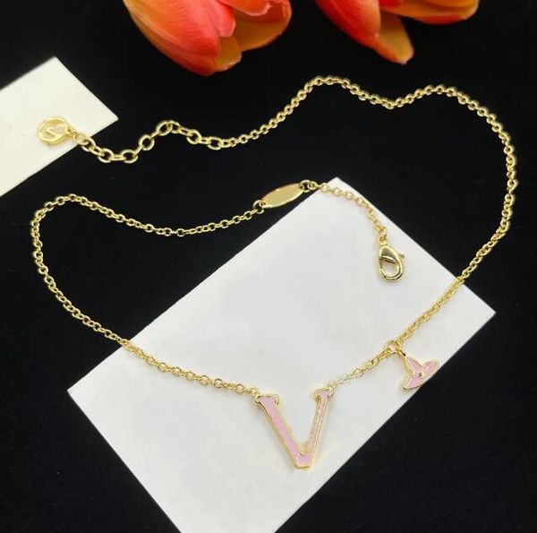

New Fashion Women Luxury Designer Lconic Necklace Choker Pendant Flower Chain 18K Gold Plated Stainless Steel Crystal Letter Necklaces Wedding Jewelry