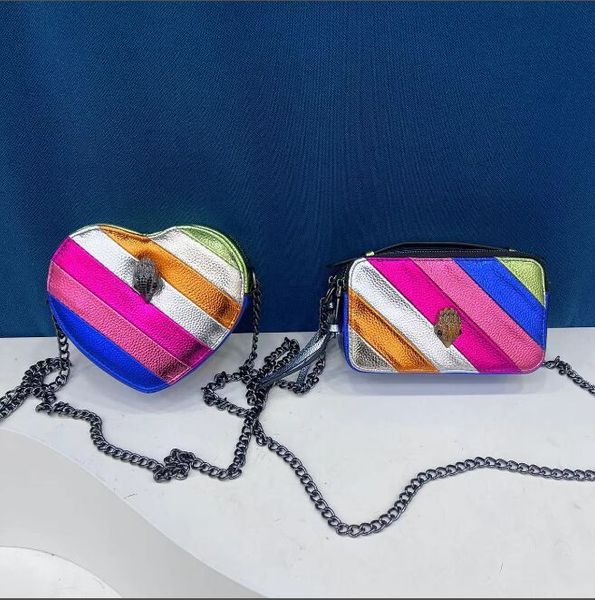 

Kurt Geiger Handbag Eagle Heart Rainbow Tote Women Leather Purse Shoulder Designer Bag Mens Crossbody Pink Clutch Travel Sier Chain 9743, Red