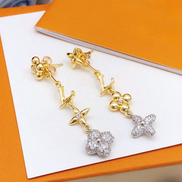 

Brand fashion classic lwoman earrings designer Lady Gold diamond earrings party wedding jewelry with box