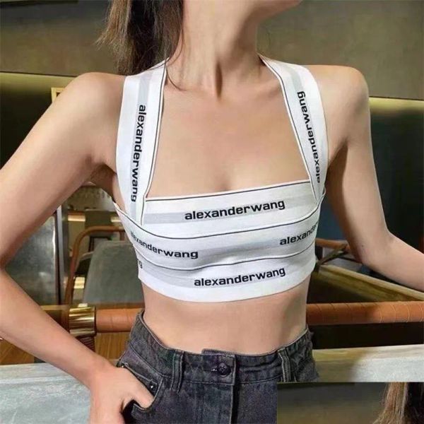 

Women' Tanks Camis Y Fashion Striped Letter Tie Corset Top Women Tight Sling Cross Cutout Street Party Y2K Clothes Crop Summer 22 Dhb4Z, Beige