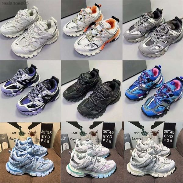 

Factory direct sale shoes Casual and luxury Track Man thick white black net nylon printed leather triple S belt Katian 3.0, Socks