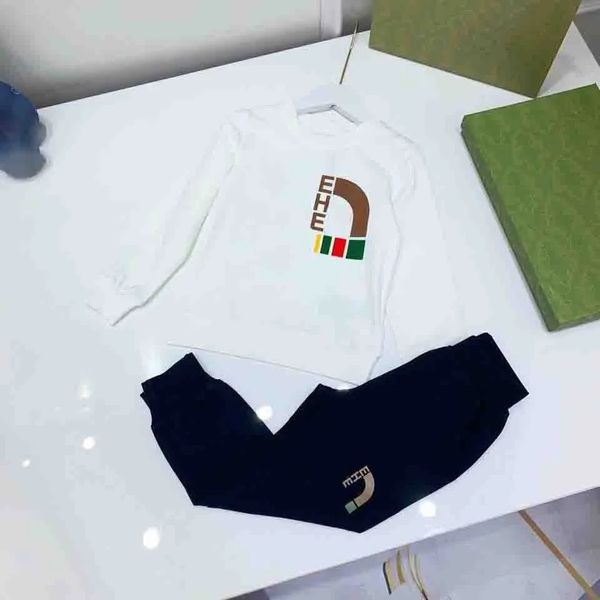 

Kids Clothing Sets Brand Designer Sweaters Suit Fashion Autumn Girl Boy Clothes Baby Cotton Hoodies Outwear Tops Children Sweatshirts Set, White