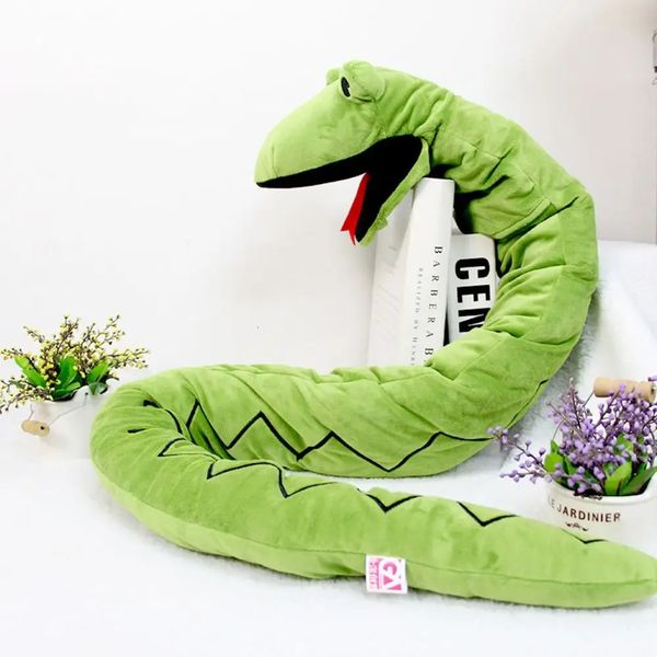 

Green Plush Hand Puppet, Realistic Stuffed Python Snake, Moveable Mouth, 59'' Soft Snake Doll, Pretend Play Toy for Kids and Adults, White