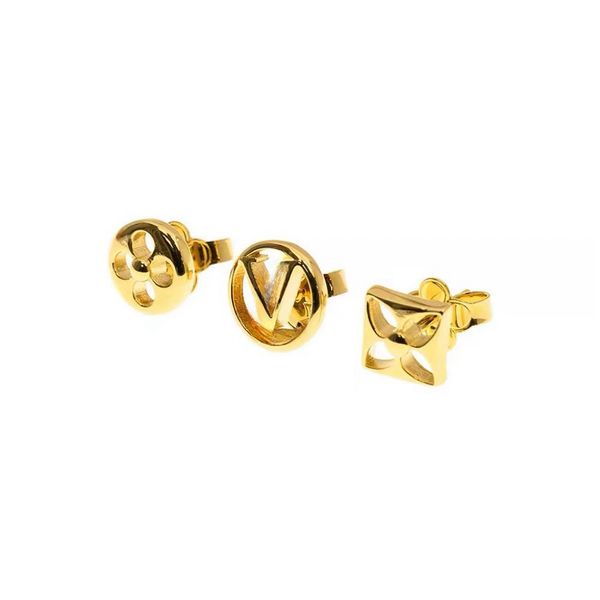 

Designer earrings fashion brand men women lock earrings gold three in one stud party wedding jewelry with box