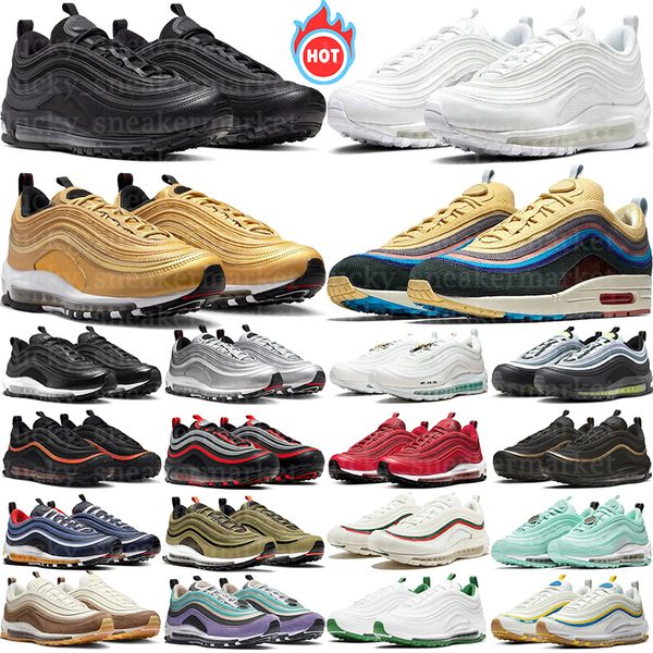 

max 97 Running Shoes Men Women 97s Triple Black White Sliver Gold Bullet Black Red Sean Bred Pine Green womans Mens Trainers Sports Sneakers 36-45, Color 6