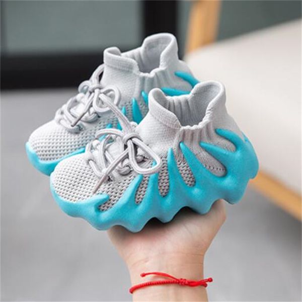

New Fashion Children Shoes Boys Girls Sneakers Toddler Little Big Kids Top Quality Trainers Designer Shoes Knit Socks Sport Shoe, Blue