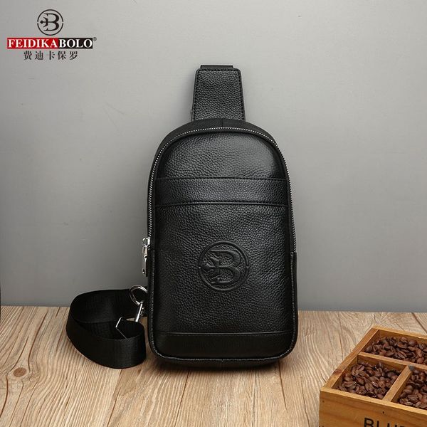 

Factory sales mens handbag 4 colors street trend leather chest bag daily Joker leather men backpack multifunctional lychee cross body bag 66170#, Black