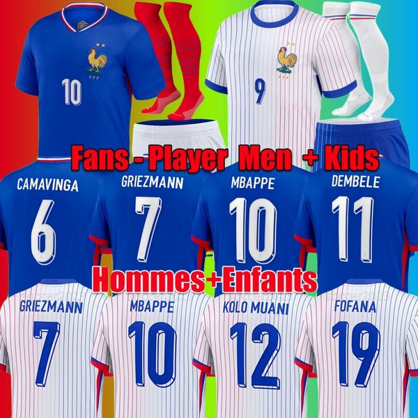 

2024 French MBAPPE KANTE BENZEMA Soccer Jerseys 2024 2025 Euro Cup Fans Player Version GRIEZMANN GIROUD Maillot De Foot Men Shirt Kids Kit VARANE DEMBELE Jersey S-2XL, 2024 home aldult