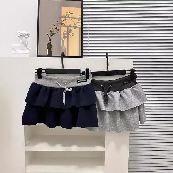 

Summer designer skirt miui24 Summer New Academy Style Pleated Dress Low Waist Casual Fashion Short Skirt, Navy blue