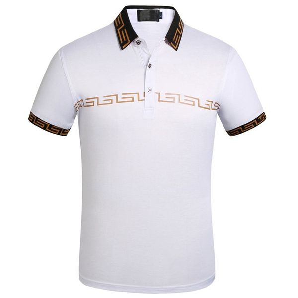 

designer polo shirt Embroidery Polo Shirts Man Fashion Design Ribbed Sleeves Split Hem Stretch Polos Top Male, #4