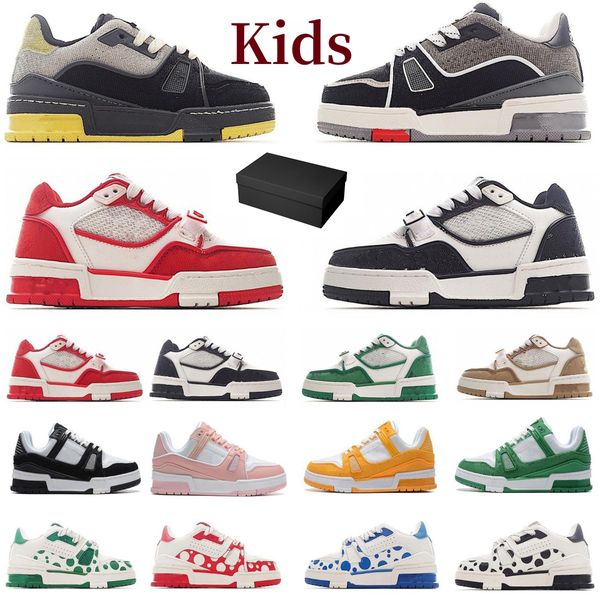 

With Box Designer Kids Shoes for Boy Girl Children Sneakers Sports Mesh Shoe Low Cut Collaboration Fragments Military Grey Infant Toddler Trainers 2024 Hot Sale, Black