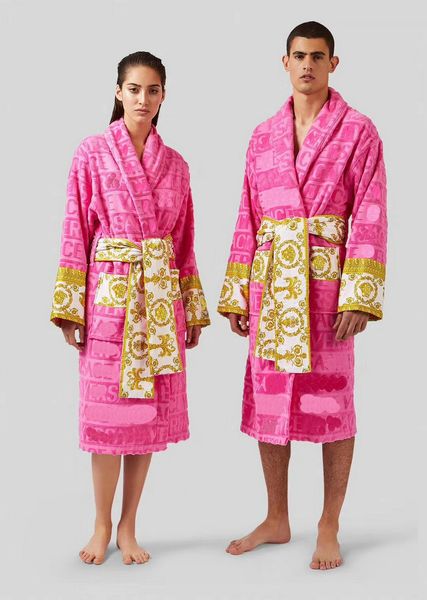 

bathrobe robe Designers baroque Fashion Mens Women Letter jacquard printing Barocco print Womens traditional satin with silk Veet robes pamas
