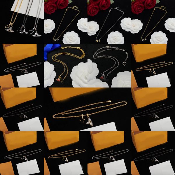 

Luxury Classic Crystal Letter Clover Chain Pendant Necklace Brand Designer 18K Gold Silver Plated Titanium Steel Charm Choker Party Fashion Jewerlry Never Fade