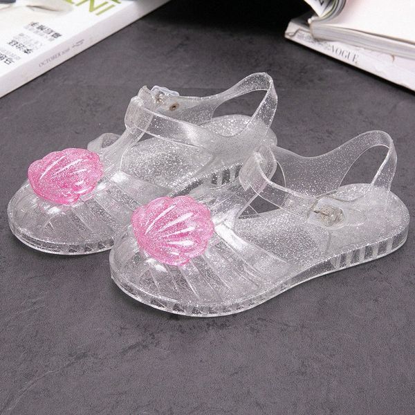 

Kids Sandals Girls Gladiator Shoes Summer bling flat beach Children's shell crystal jelly Sandal Youth Toddler Foothold Pink White Black Non-Bran c7TA#, Red