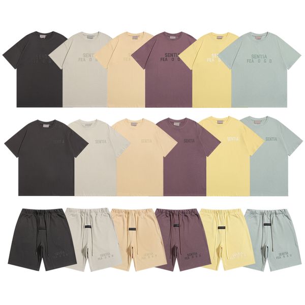 

2024 Designer Mens T Shirts Shorts Ess Tee Short Set Men Womens Unisex Streetwear Sports T Shirt Letter Print Tee 100% Cotton Short Sleeve Fashion Oversized -XL, 815 apricot