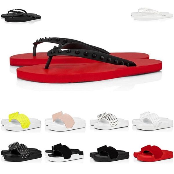 

Slippers Man Women Classic Spike Flat Spikes Slide Sandals Thick Rubber Sole Slipper Studs Slides Platform Mules Summer Casual Fashion shoes 35-46, Red