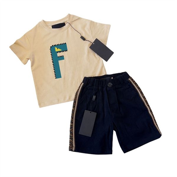 

Classics kids T-shirts suits Summer two-piece set Multiple styles boys girls tracksuits Size 100-150 baby Cotton short sleeves and Grid letter printed shorts, Blue