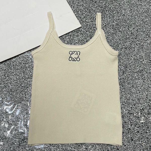 

loweve tank top woman designer tank top Embroidered logo knitted slim fit small suspender sexy outfit Elastic Knitted Tanks Comfortable breathable, Apricot