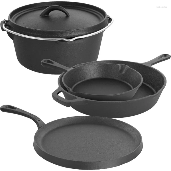 

Sets Cookware Megachef Assorted Pre-seasoned Cast Iron Set 5 Piece Black, Purple