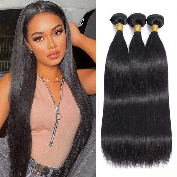 

Bone Straight Bundles 1/3/4 Pcs Natural Black Women Sew in Remy Human Hair Extension Cheap Brazilian Straight Human Hair Bundles, As the picture show