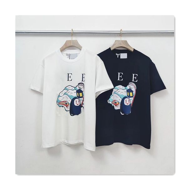 

Fashion Designer Men T Shirt Summer Mens T Shirt High Quality Cotton Anime Cartoon Character Print Flame Pattern White Tshirts Luxury Loose Womens Casual Tee Shirts, Wheat