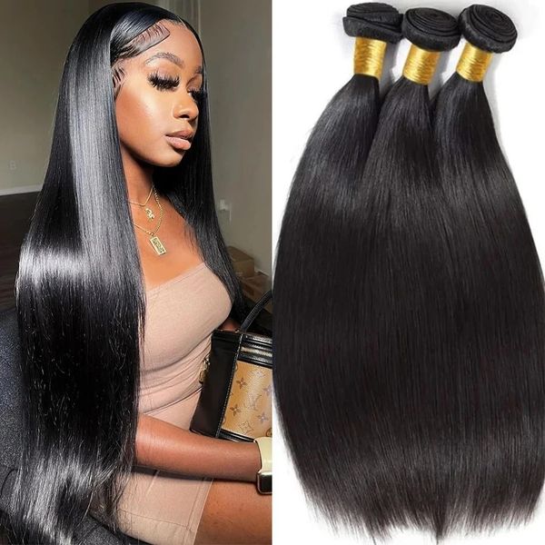 

30 Inch Bone Straight Human Hair Weave Bundles 12 A Brazilian Natural Color 100% Remy Human Hair Extension 1 3 4 Bundles Weft, As the picture show