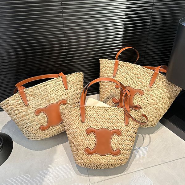 

Oversize summer beach bag for women designer straw handbags large capacity hollow out grocery basket shoulder bag fashion shopping bag, Brown1