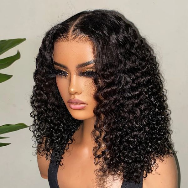 

Curly Short Bob HD 13X6 Lace Frontal Human Hair Wigs Deep Water Wave 13X4 Lace Front Wig 5x5 Closure Glueless 100%Human Hair, 180density